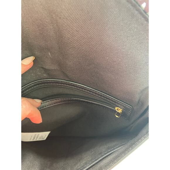 Aldo Crossbody Bag Black Envelope Floral Laser Cut Out Design Gold Chain Strap - Picture 6 of 11